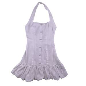 Mable halter white mini bubble hem dress, size small